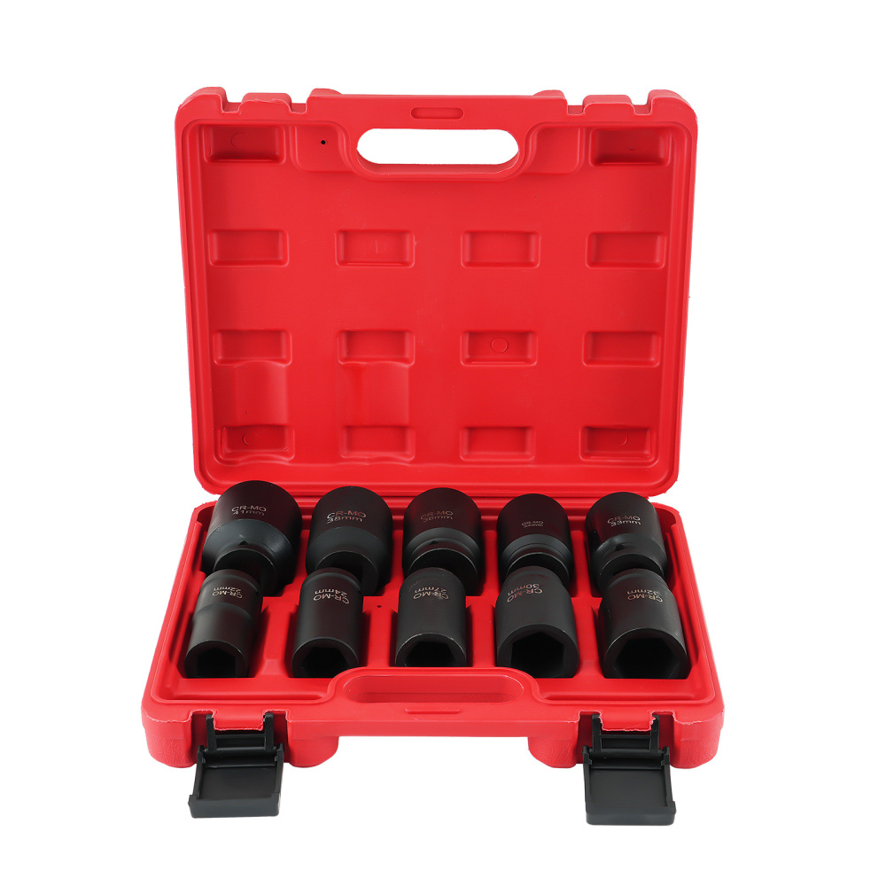10PCS 3/4Inch Drive Deep Impact Socket Set Metric 22-41mm 6-Point Kit With compatible for Case
