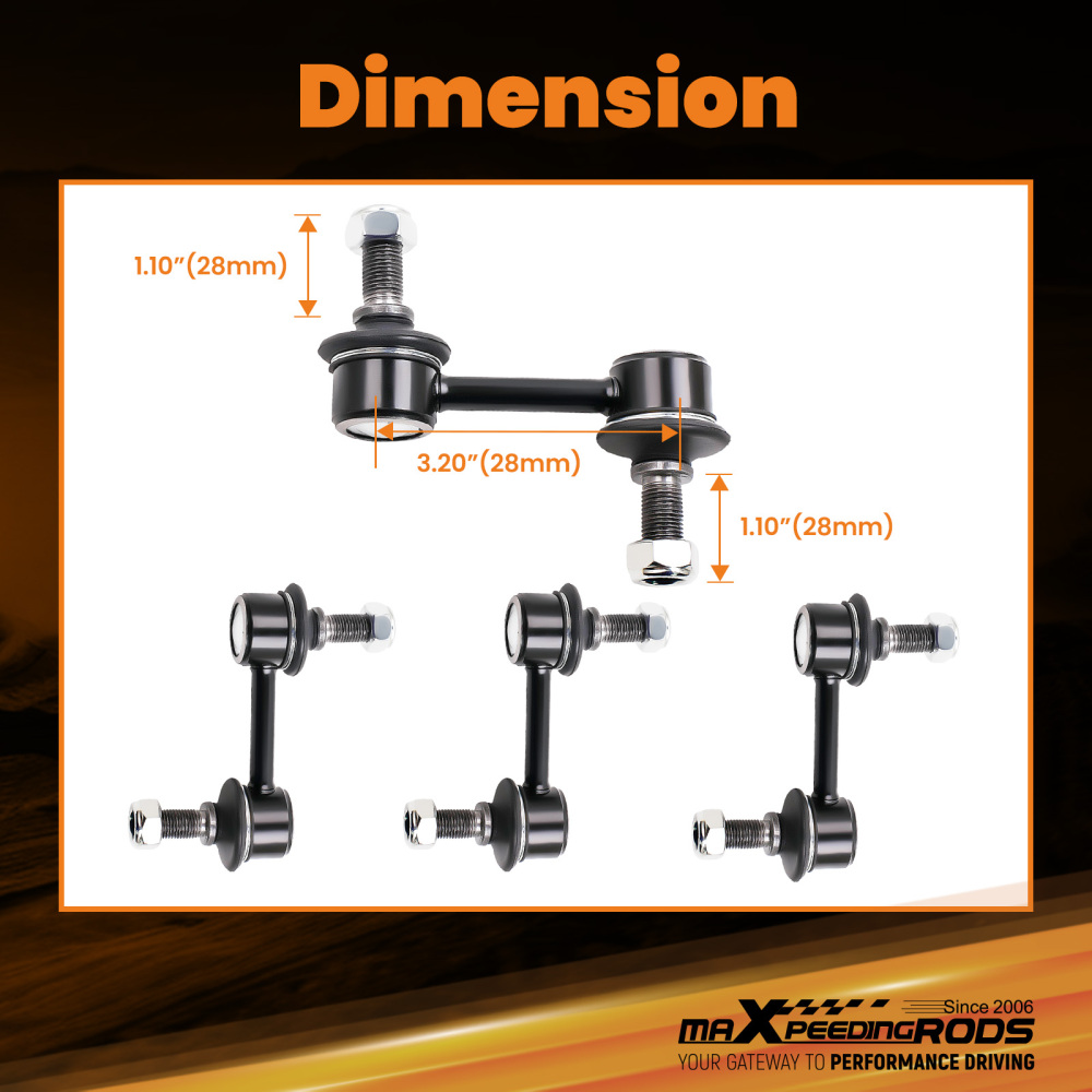 Set Of 4 Sway Bar End Link compatible for Chevrolet Corvette C5 C6 1997 1998 1999-2013