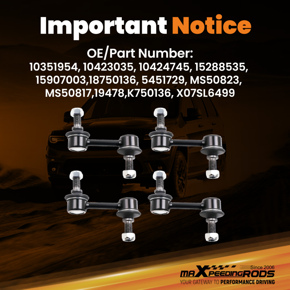 Set Of 4 Sway Bar End Link compatible for Chevrolet Corvette C5 C6 1997 1998 1999-2013