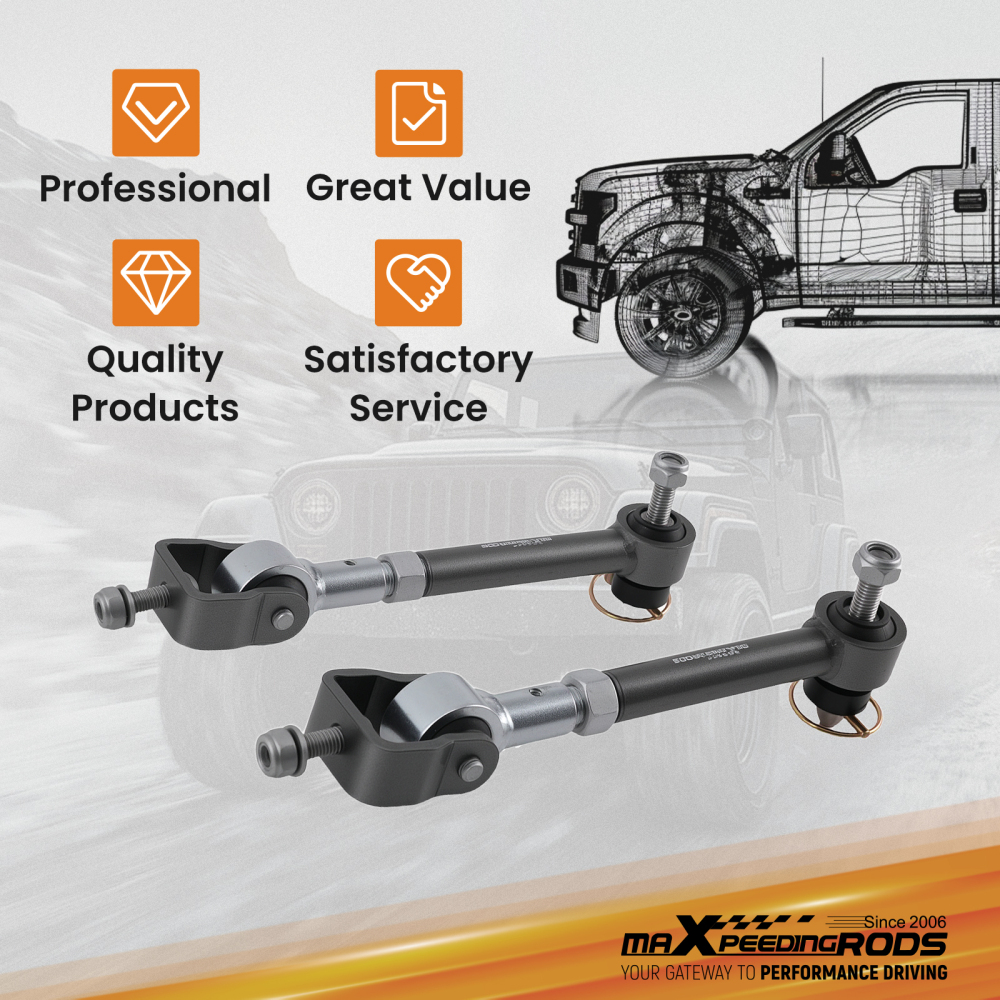 2.5-6.0 Lift Quick Disconnect Sway Bar Link compatible for Jeep Wrangler TJ Cherokee XJ