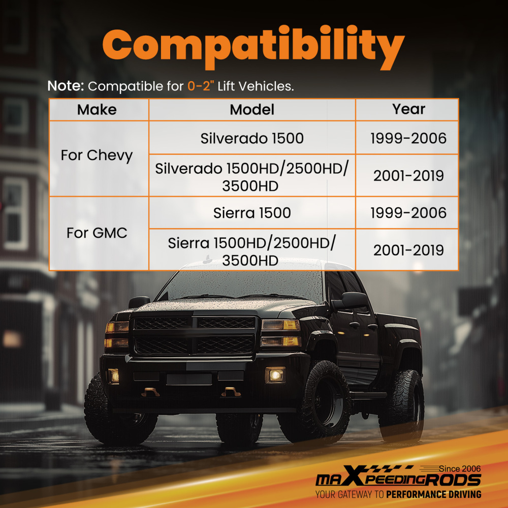 0-2 Lift Front Sway Bar End Links compatible for GMC Sierra Silverado 1500/2500/3500 HD