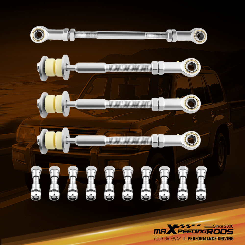 4 FrontRear Adjustable Sway Bar Link Kit compatible for Nissan Patrol GU Y61 2-8 Lift