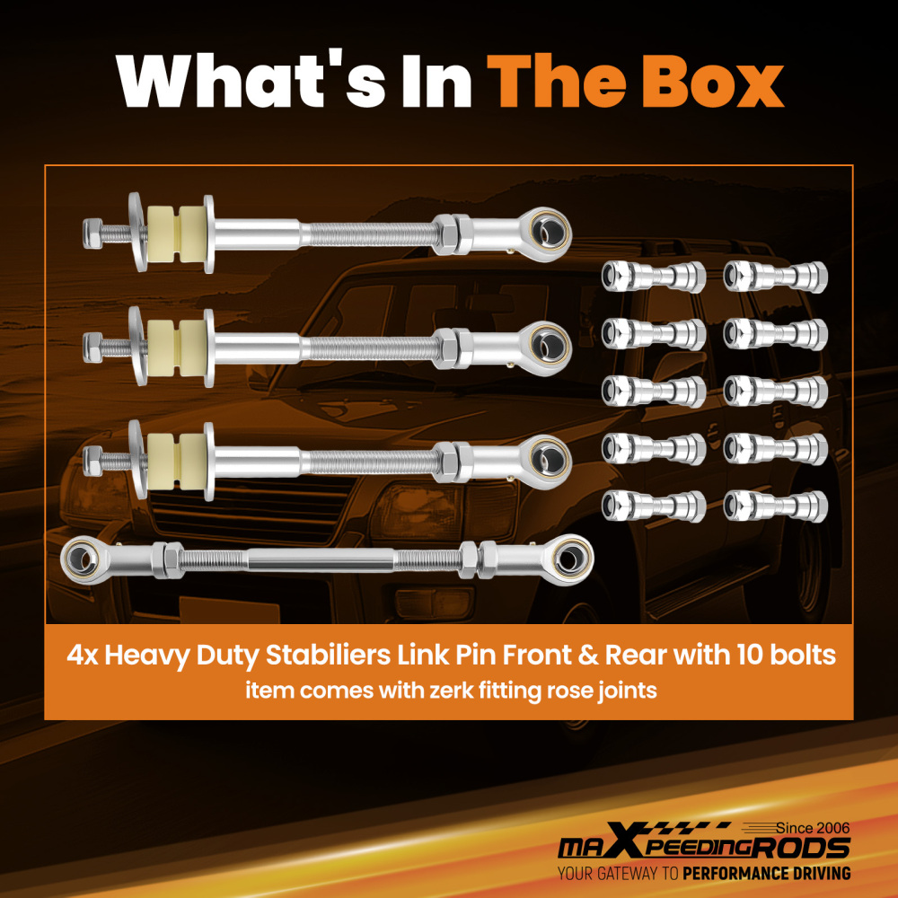 4 FrontRear Adjustable Sway Bar Link Kit compatible for Nissan Patrol GU Y61 2-8 Lift