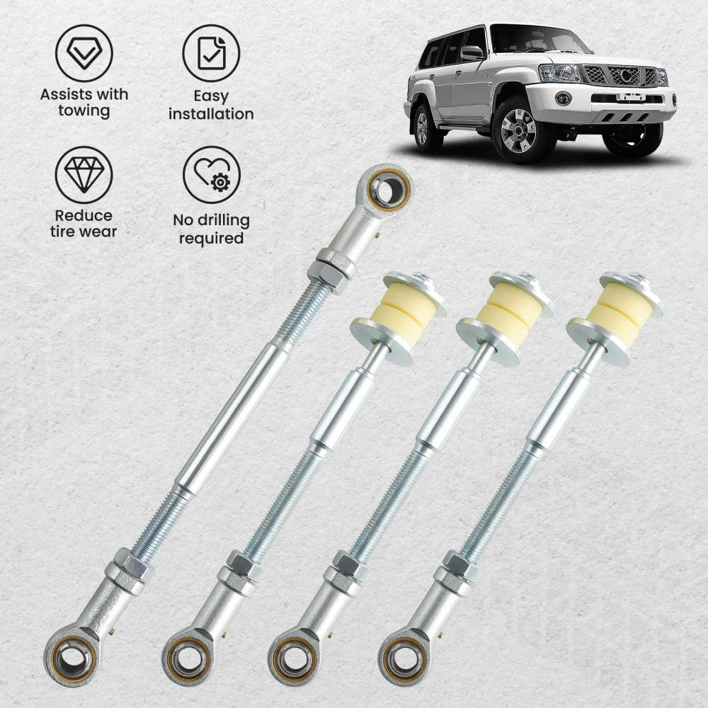 2x Delantero+Trasero Ajustable Sway Bar Link Kit compatible para Nissan Patrol Y61 GU 97-12