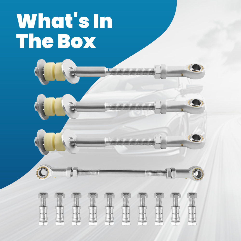 2x Delantero+Trasero Ajustable Sway Bar Link Kit compatible para Nissan Patrol Y61 GU 97-12