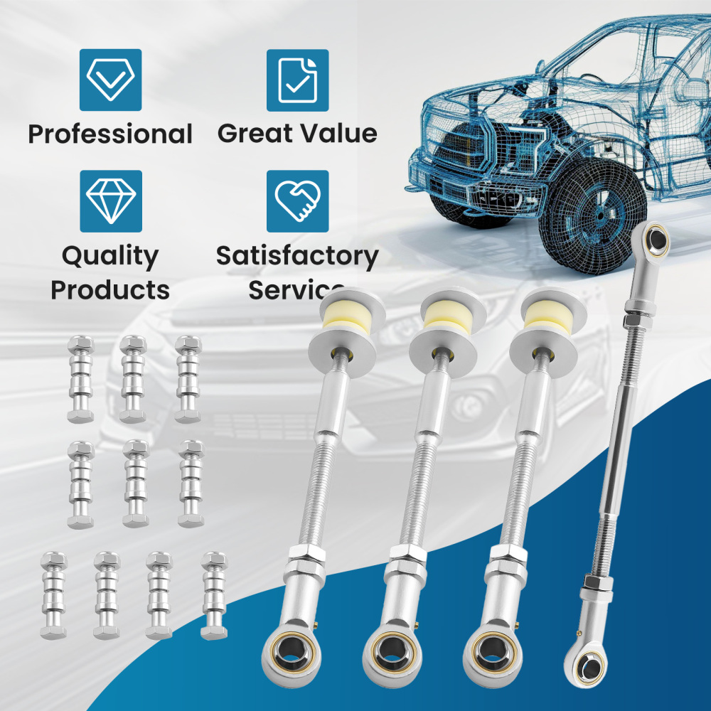 2x Delantero+Trasero Ajustable Sway Bar Link Kit compatible para Nissan Patrol Y61 GU 97-12