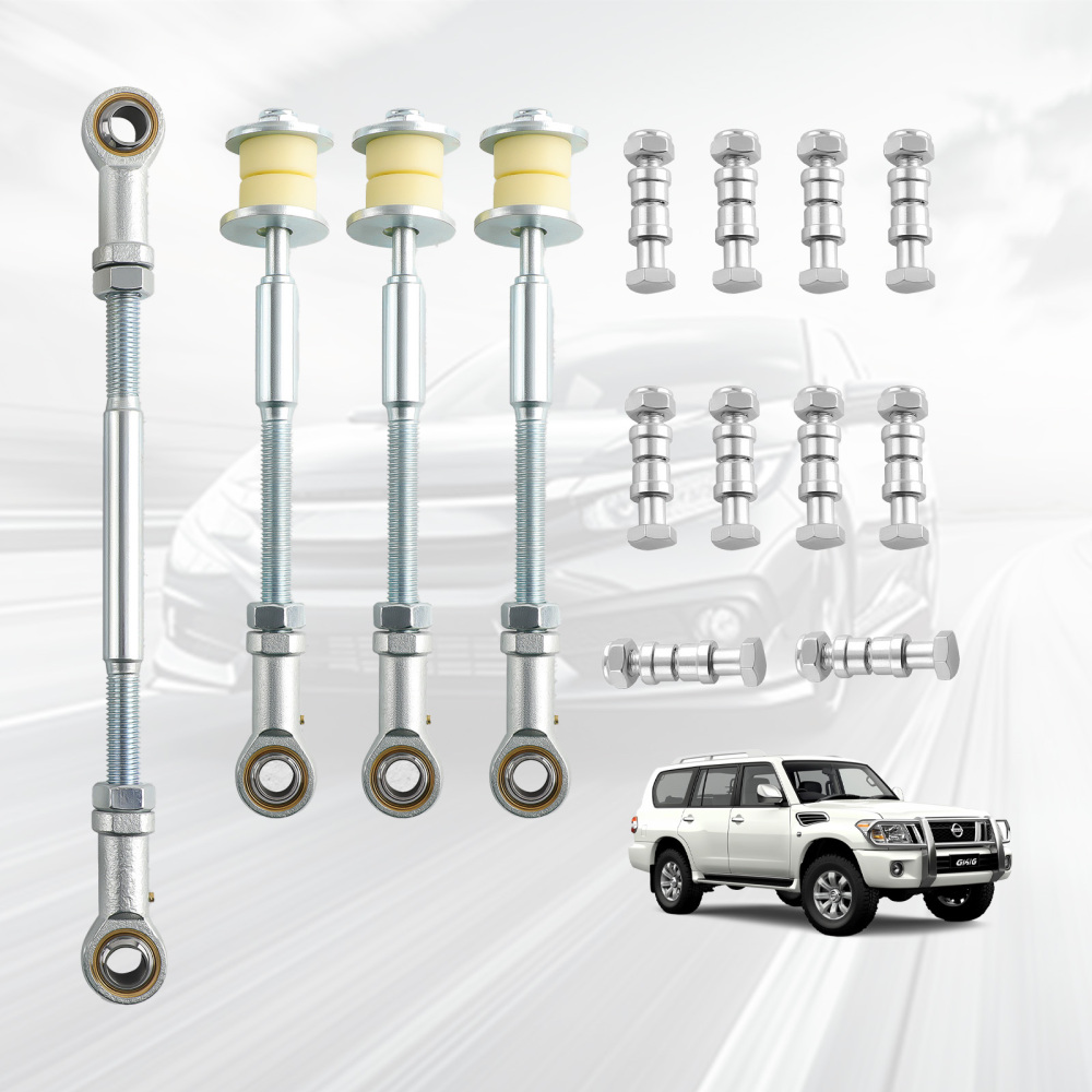 2x Delantero+Trasero Ajustable Sway Bar Link Kit compatible para Nissan Patrol Y61 GU 97-12