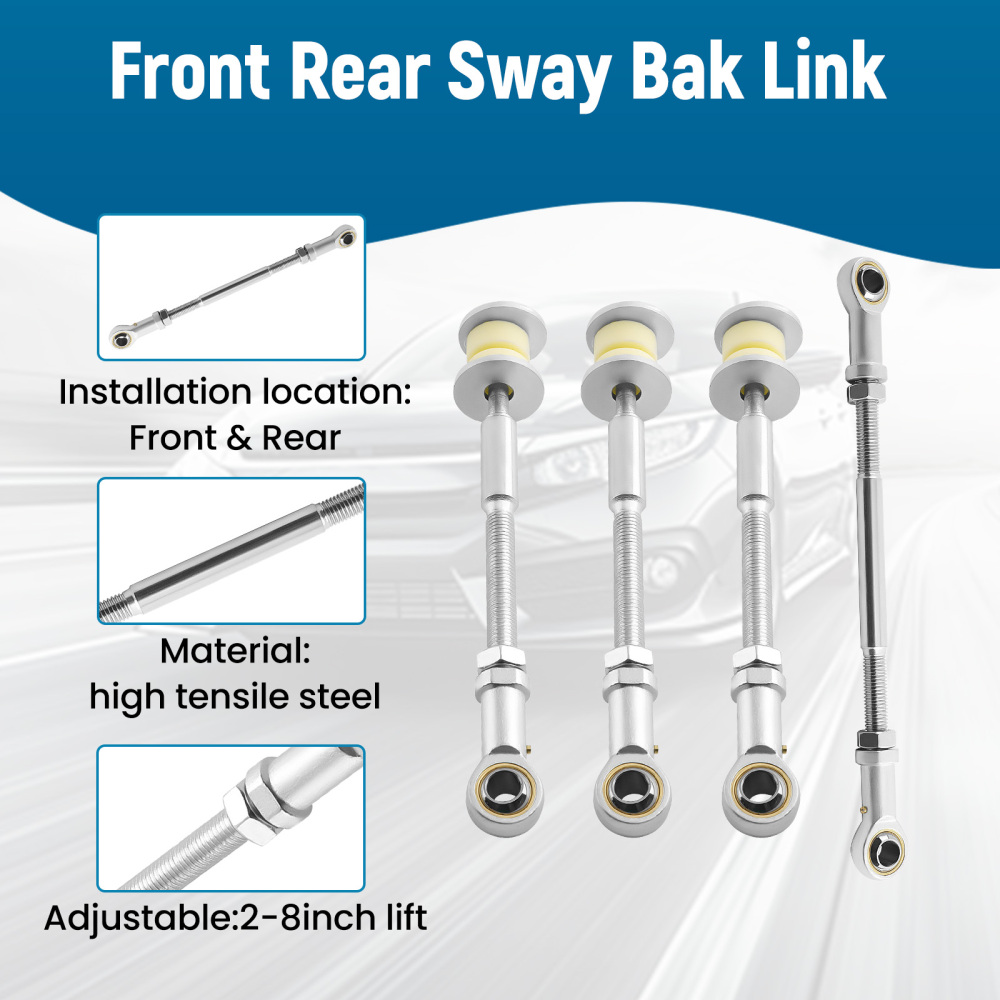 2x Delantero+Trasero Ajustable Sway Bar Link Kit compatible para Nissan Patrol Y61 GU 97-12