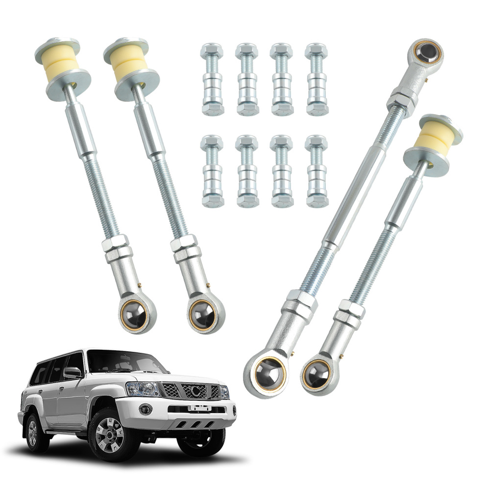 2x Delantero+Trasero Ajustable Sway Bar Link Kit compatible para Nissan Patrol Y61 GU 97-12