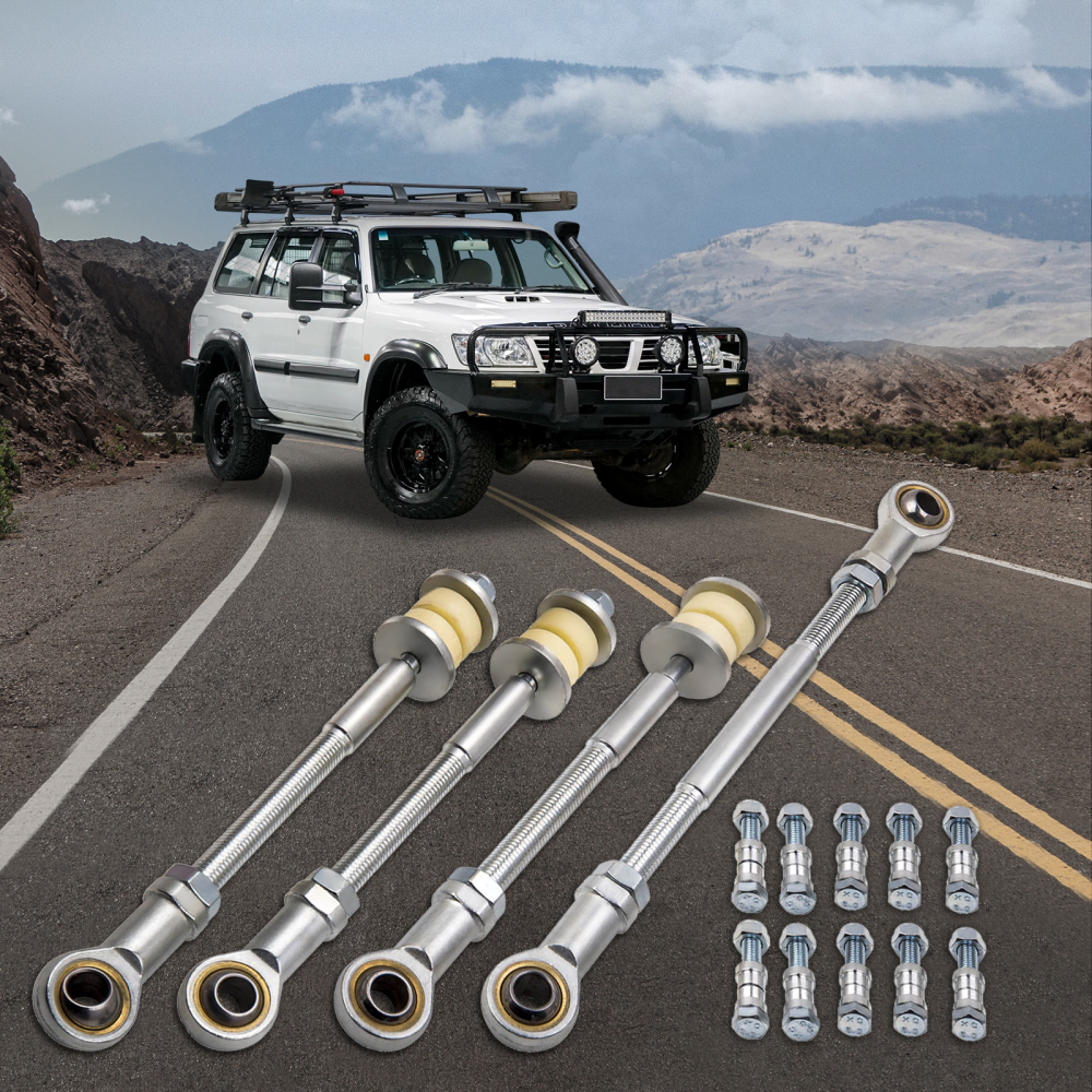 4 Front and Rear Adjustable Sway Bar Link Kit compatible for Nissan Patrol GU Y61 2 inch-8 inch Lift