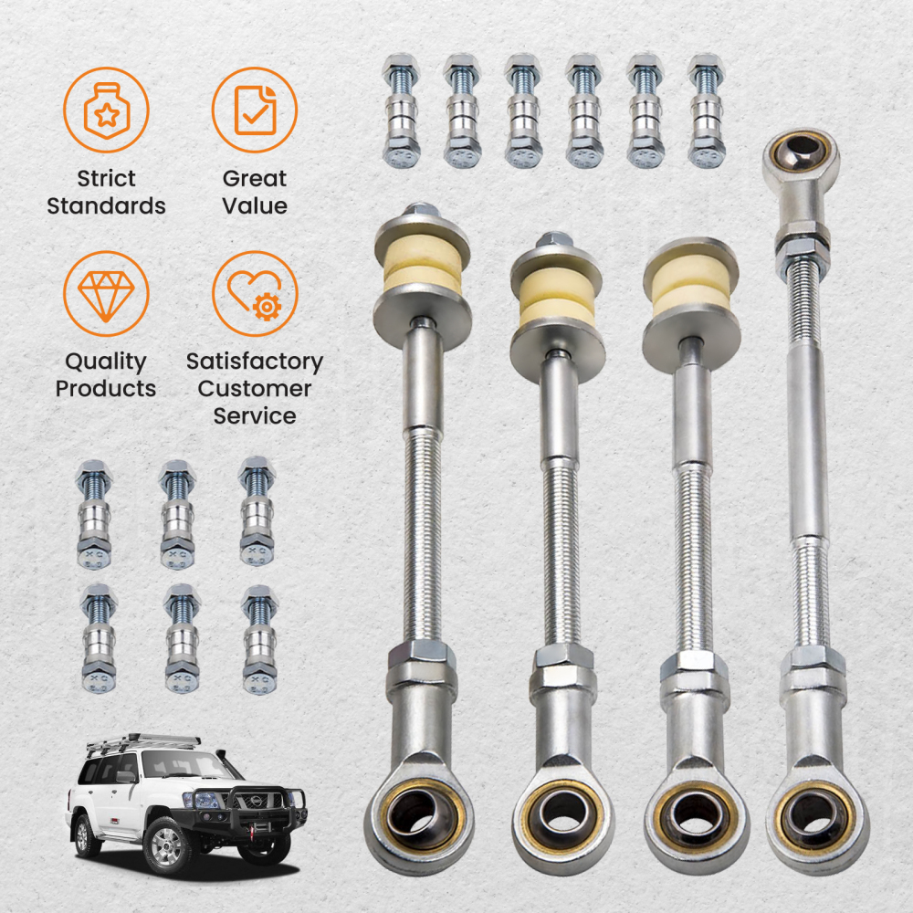 4 Front and Rear Adjustable Sway Bar Link Kit compatible for Nissan Patrol GU Y61 2 inch-8 inch Lift