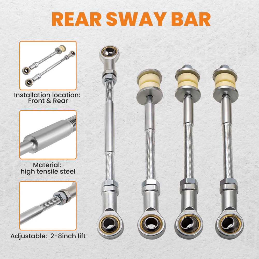 4 Front and Rear Adjustable Sway Bar Link Kit compatible for Nissan Patrol GU Y61 2 inch-8 inch Lift