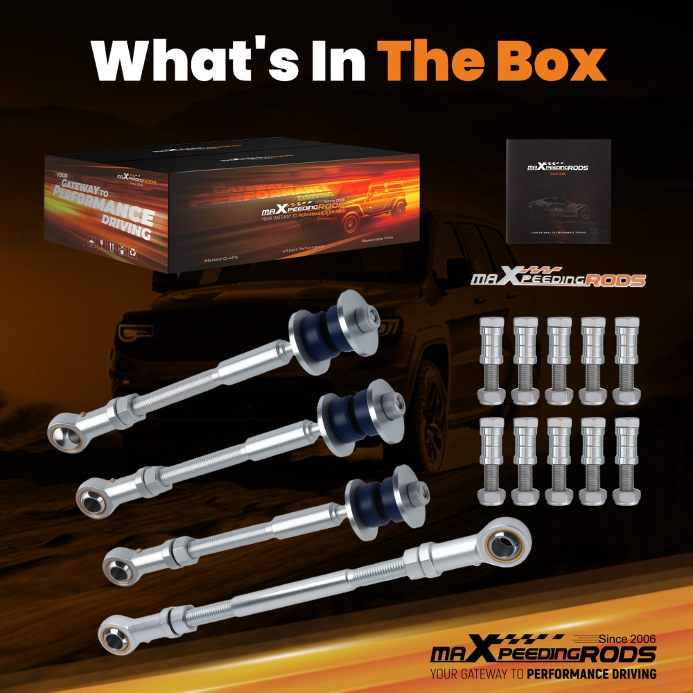 4x Heavy Duty Extended Sway Bar Link compatible for Nissan Patrol GU Y61 2 inch lift 4