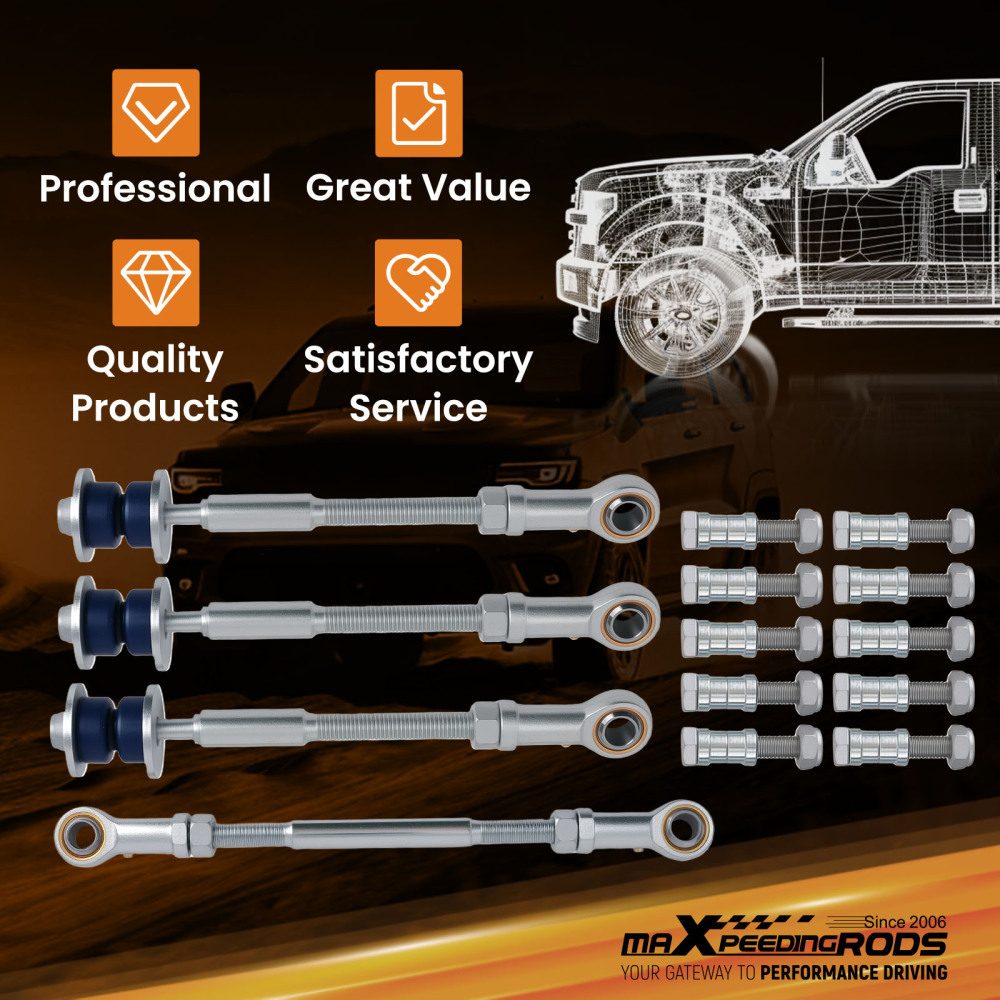 4x Heavy Duty Extended Sway Bar Link compatible for Nissan Patrol GU Y61 2 inch lift 4