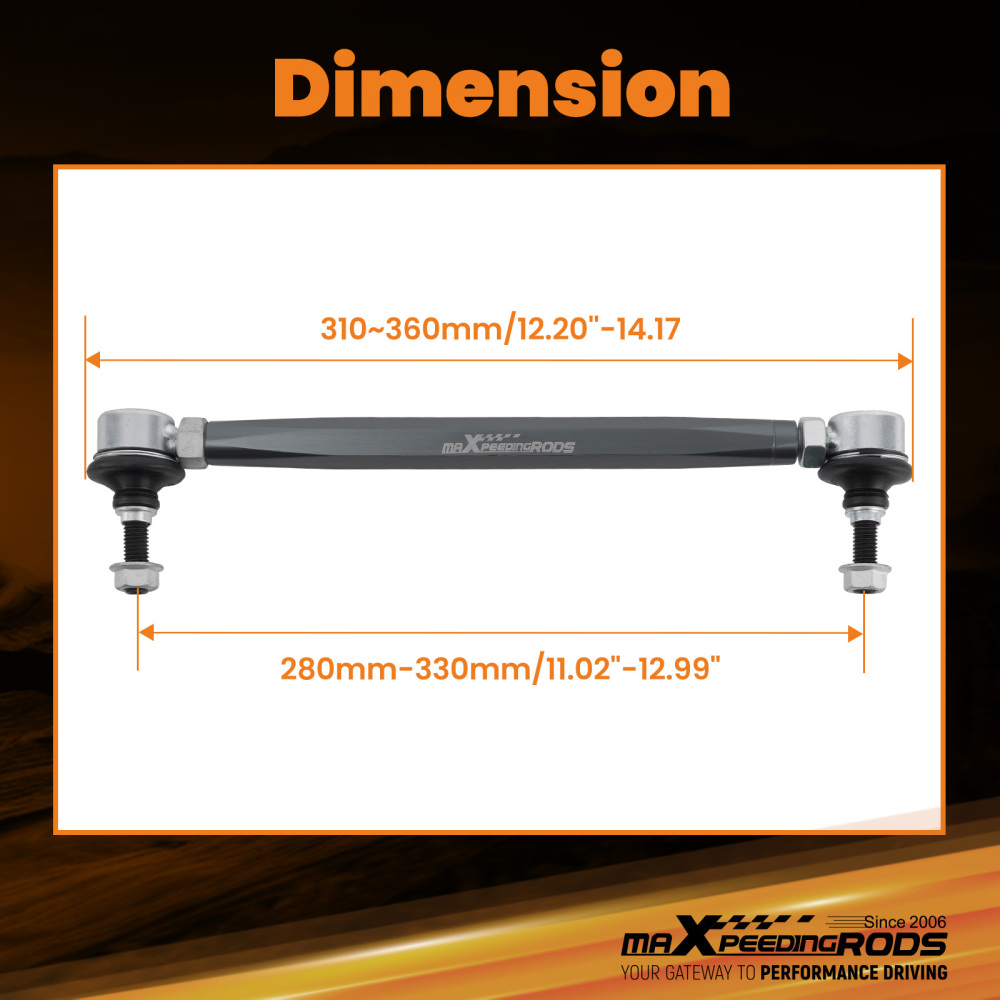 Pair Adjustable Front Sway Bar End Link 280-330mm compatible for Honda Civic 2016 2017-2019