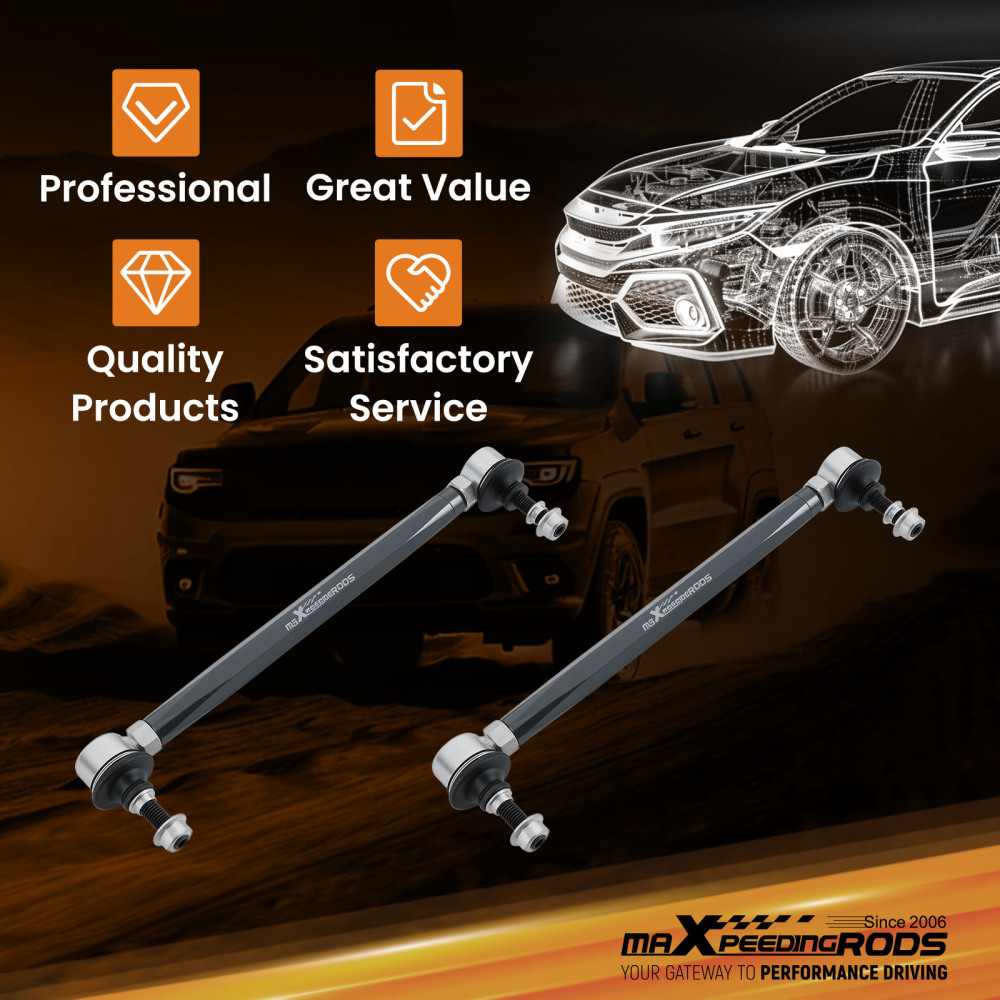 Pair Adjustable Front Sway Bar End Link 280-330mm compatible for Honda Civic 2016 2017-2019