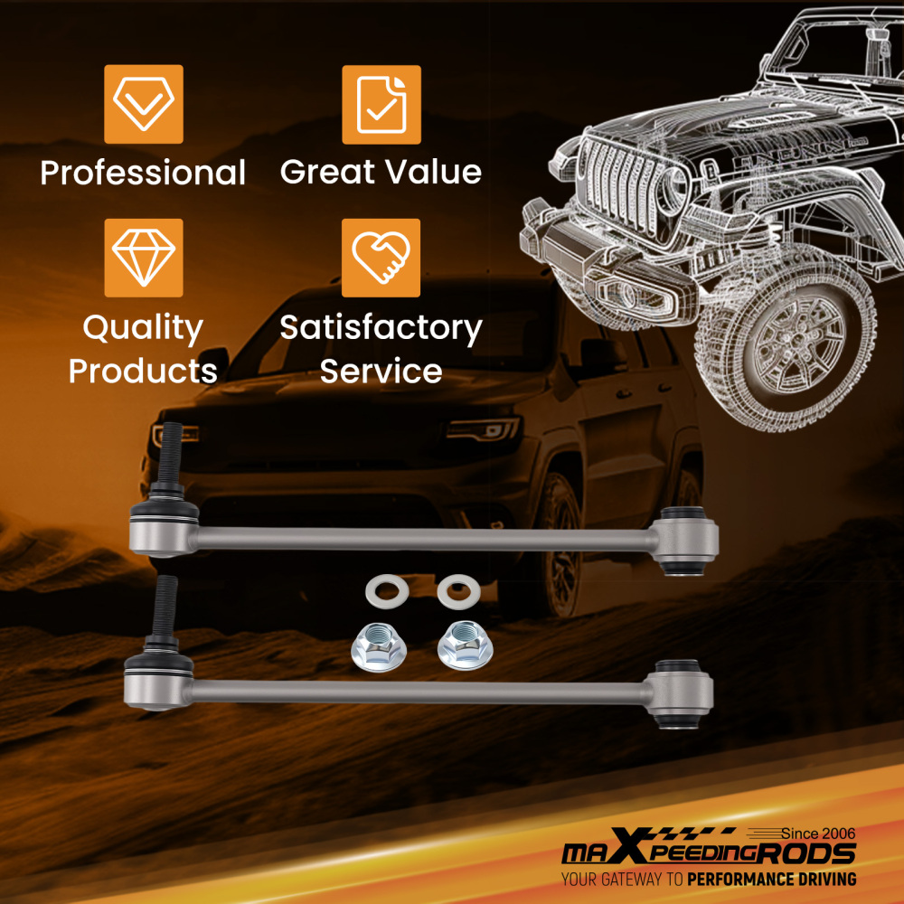 Front Stabilizer Bar End Link For 2007-2018 compatible for JEEP Wrangler JK JL with 1-2.5 lift