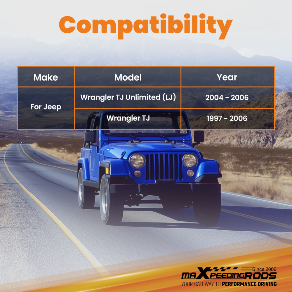 KIT BARRE STABILISATRICE AVANT AVEC BRAS EN ACIER compatible pour JEEP WRANGLER TJ LJ 97-06