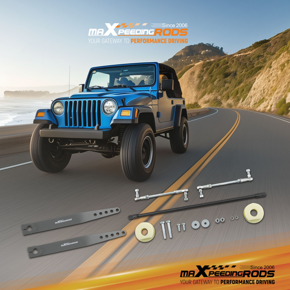 KIT BARRE STABILISATRICE AVANT AVEC BRAS EN ACIER compatible pour JEEP WRANGLER TJ LJ 97-06