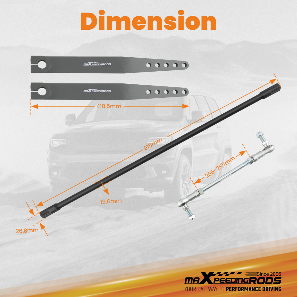 KIT BARRE STABILISATRICE AVANT AVEC BRAS EN ACIER compatible pour JEEP WRANGLER TJ LJ 97-06