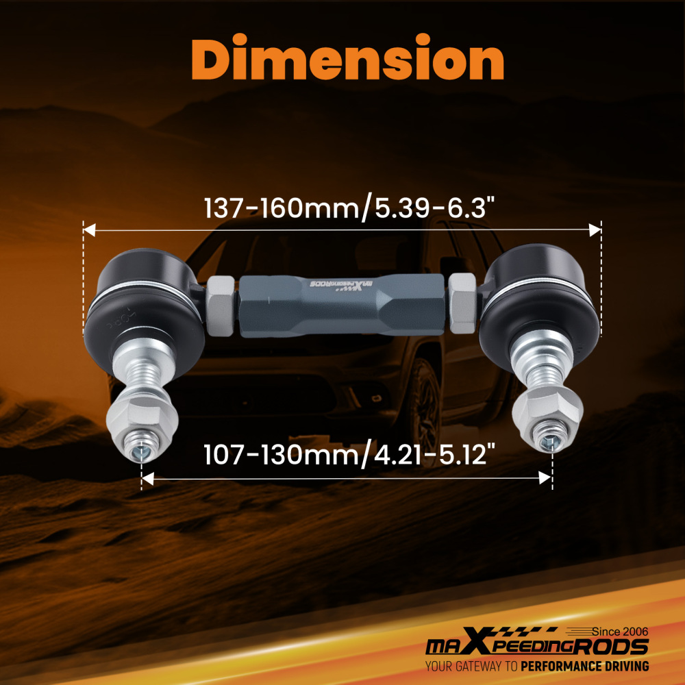 Adjustable Sway Bar End Link Kit Front Universal 137-160mm Aluminum Steel