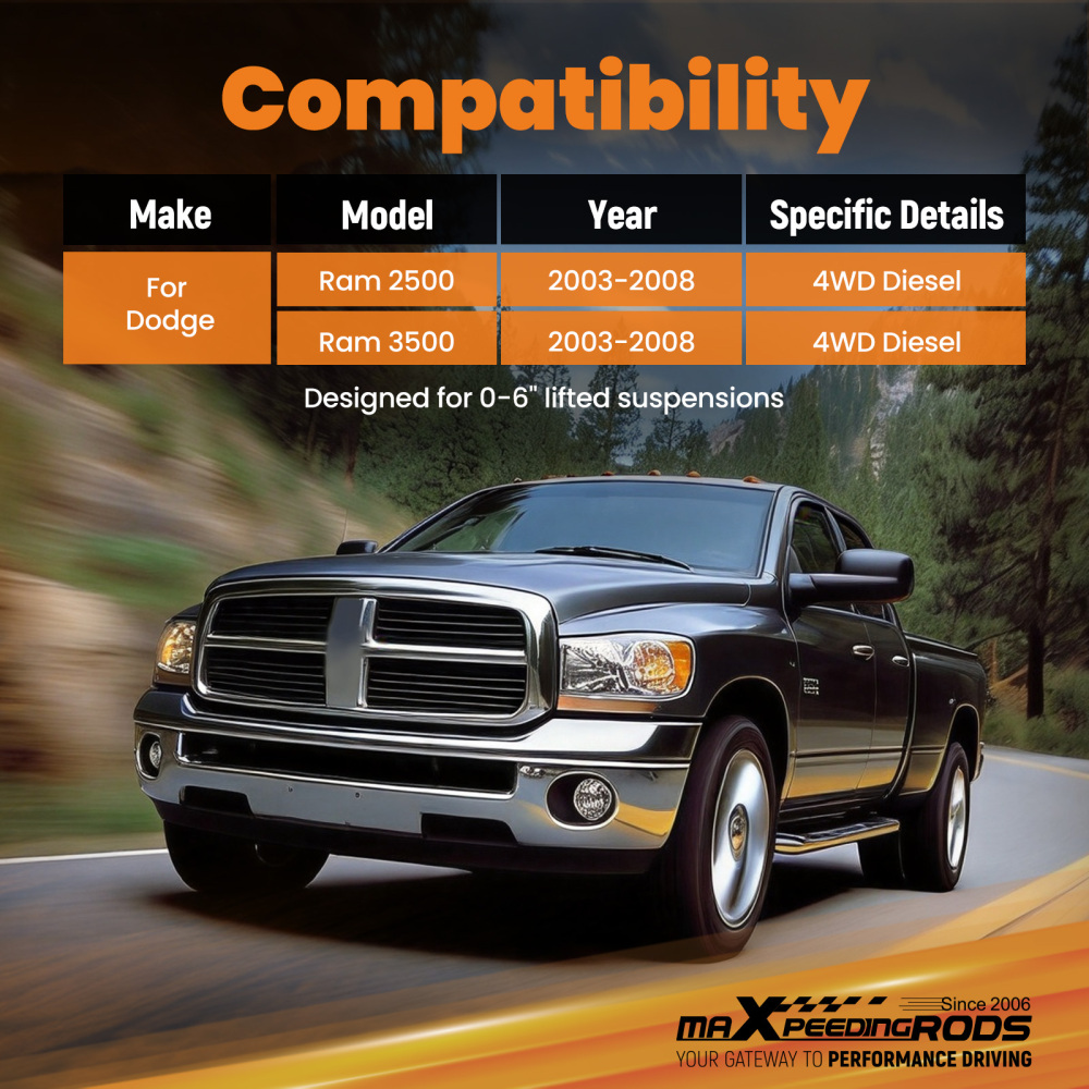 Front Adjustable Sway Bar Link Kit compatible for Dodge Ram 2500 3500 4WD 2003-2008 Lift