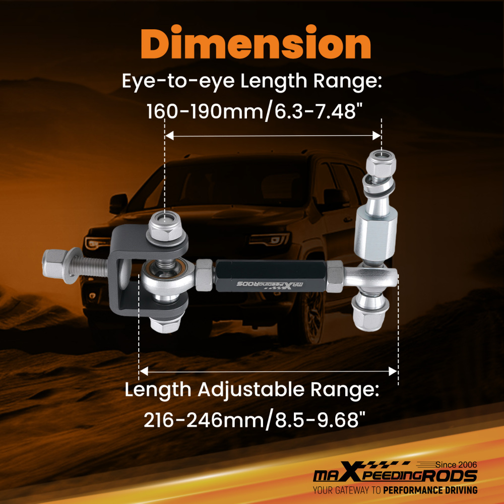 Front Adjustable Sway Bar Link Kit compatible for Dodge Ram 2500 3500 4WD 2003-2008 Lift