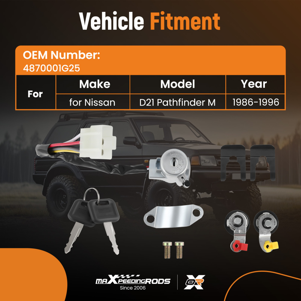 Ignition Switch Door Lock Cylinder 2 KEY compatible for Nissan D21 Pathfinder MT 1986-96