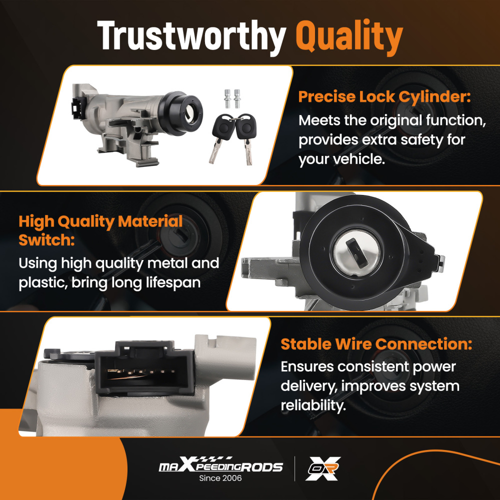 Ignition Switch With Lock Key compatible for VW Golf EOS Jetta Rabbit compatible for Audi TT A3 2004-2013