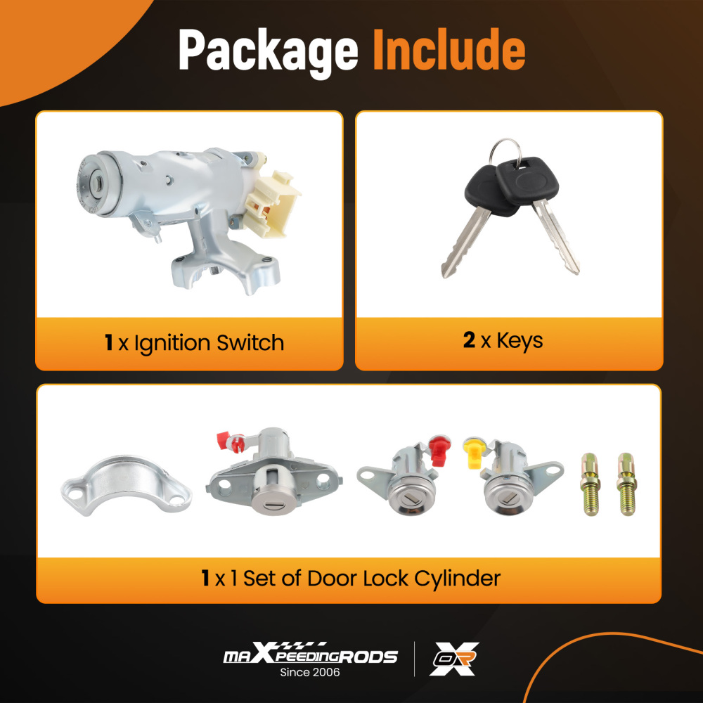 Complete Set Door Lock Ignition Switch compatible for Toyota Corolla AE110 compatible for Geo Prizm 93-95
