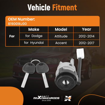 IGNITION LOCK CYLINDER+2 KEYS 819001RJ00 compatible for HYUNDAI ACCENT 2012-2017