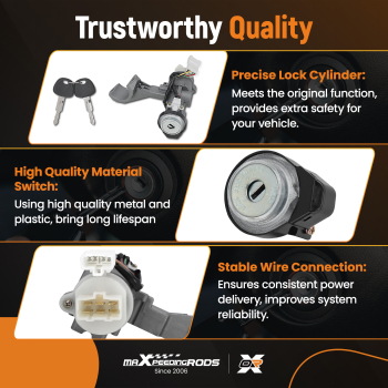 New Ignition Lock Cylinder Switch Assembly W/ Key compatible for Kia Spectra 2.0l 04-09