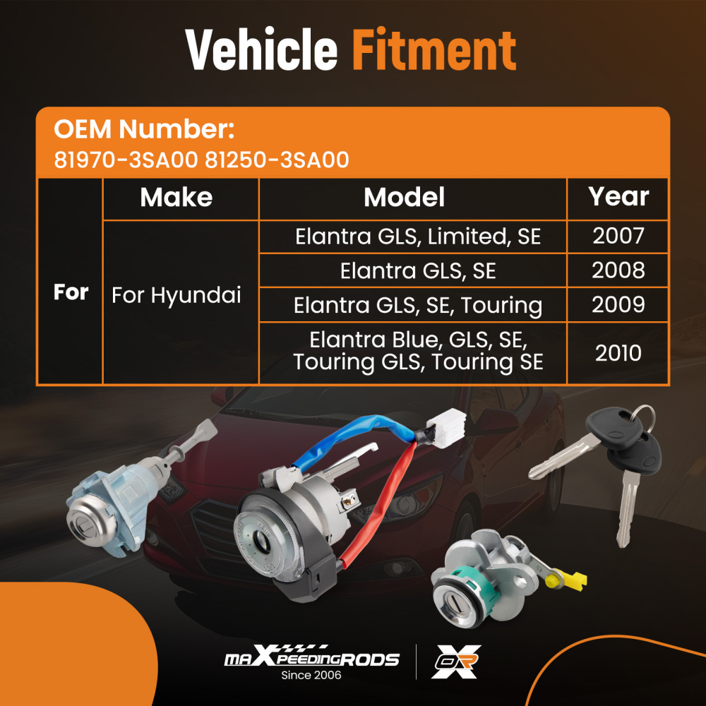 FULL DOOR LOCKIGNITION SWITCH CYLINDER compatible for HYUNDAI ELANTRA 2007-2010 SAME KEY