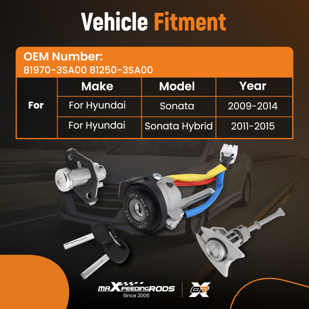 Full Door Lock Cylinder compatible for Hyundai Sonata 2009-14 Ignition Lock Cylinder