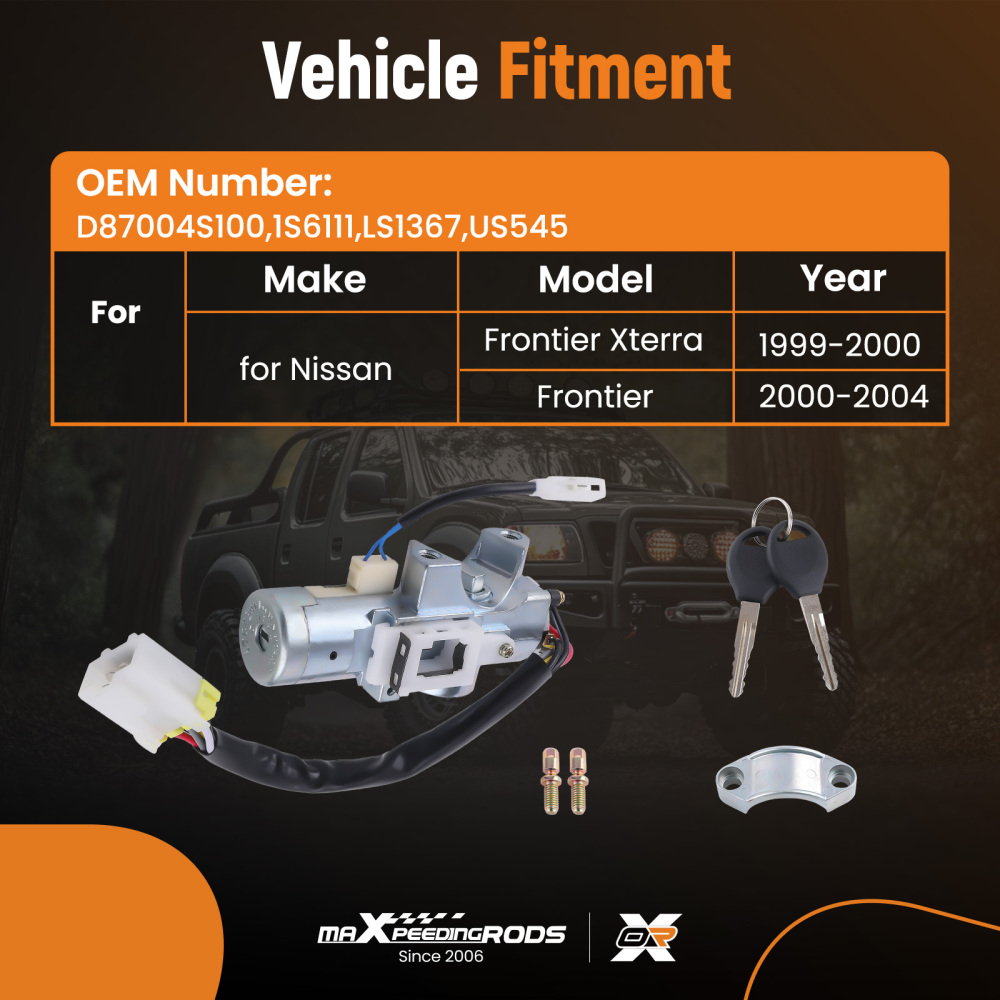 Ignition Lock Cylinder Switch with 2 Keys compatible for Nissan Xterra 00-04 Frontier 99-01