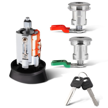 Ignition Switch Lock Cylinder + Pair (2) Door Lock Cylinder W/2 Keys compatible for Ford