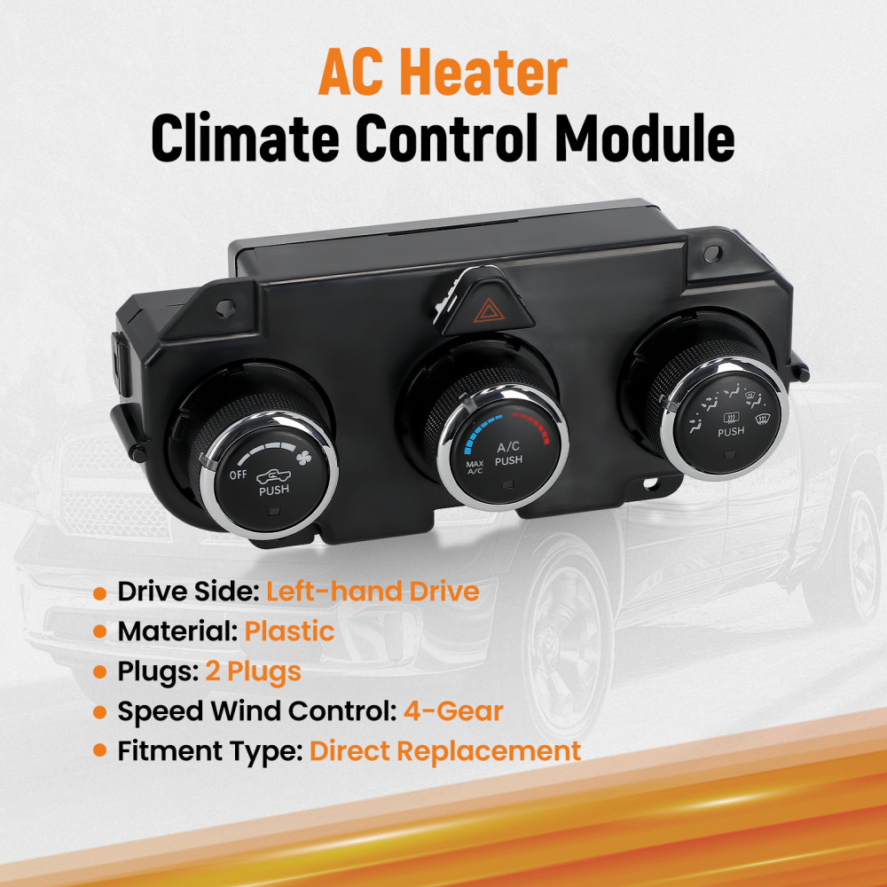 2 Plugs A/C Heater Climate Control Module compatible for Dodge RAM 1500 13-18 68105021AD
