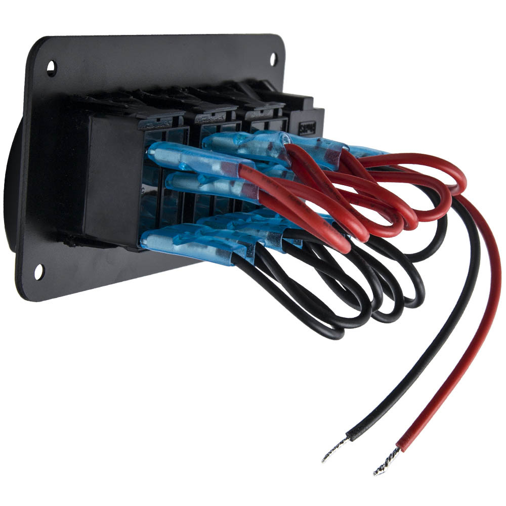 4 Gang Red LED Toggle Rocker Switch Panel w/ USB for Car Boat Marine RV Truck