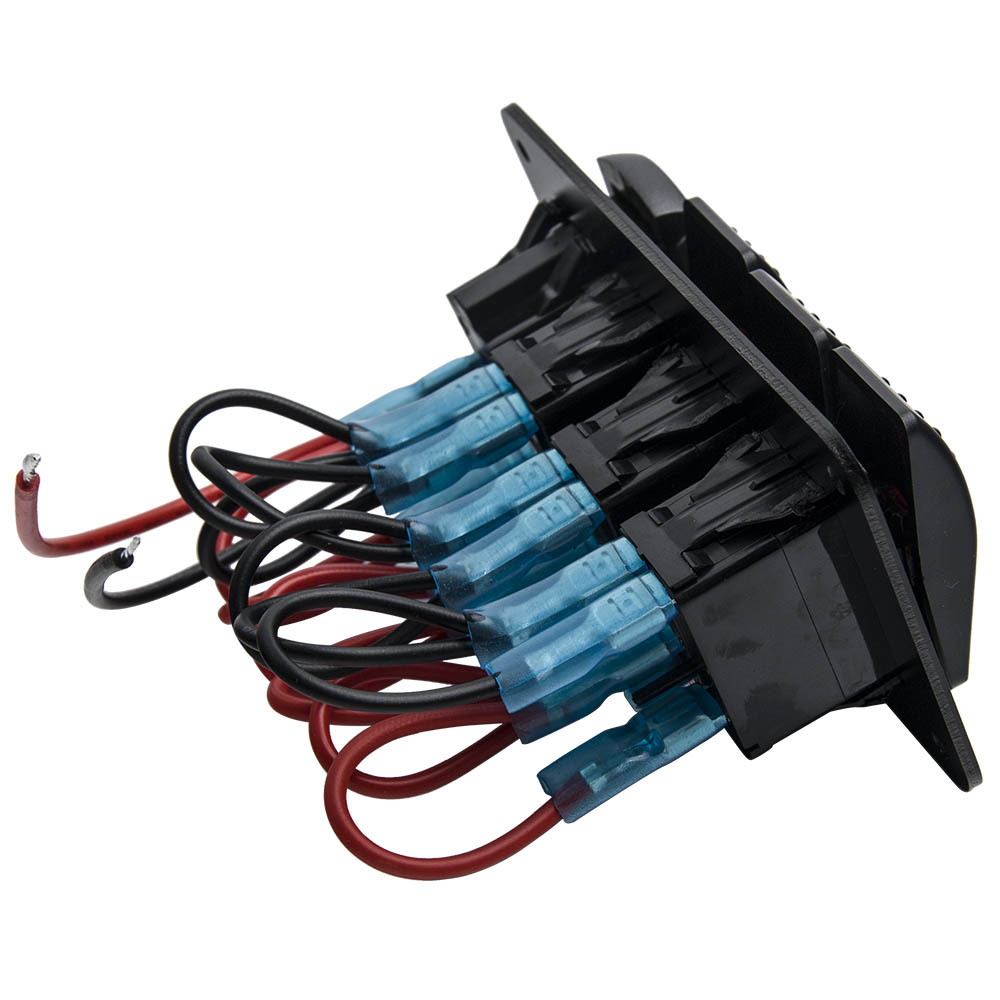 4 Gang Red LED Toggle Rocker Switch Panel w/ USB for Car Boat Marine RV Truck