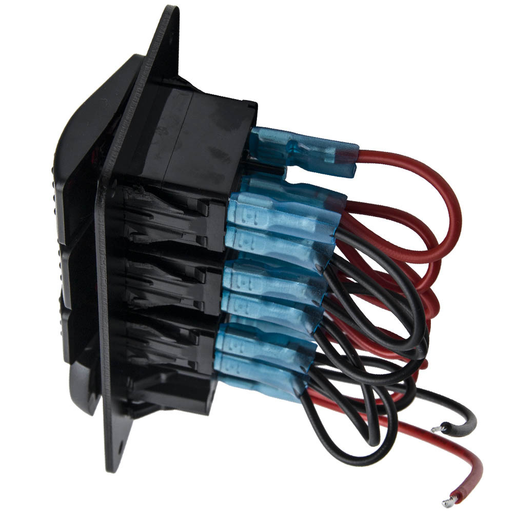 4 Gang Red LED Toggle Rocker Switch Panel w/ USB for Car Boat Marine RV Truck