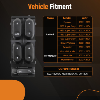 11 Pins Power Window Switch compatible for Ford F250 Super Duty 2002 2003 2004 1L2Z14529BA