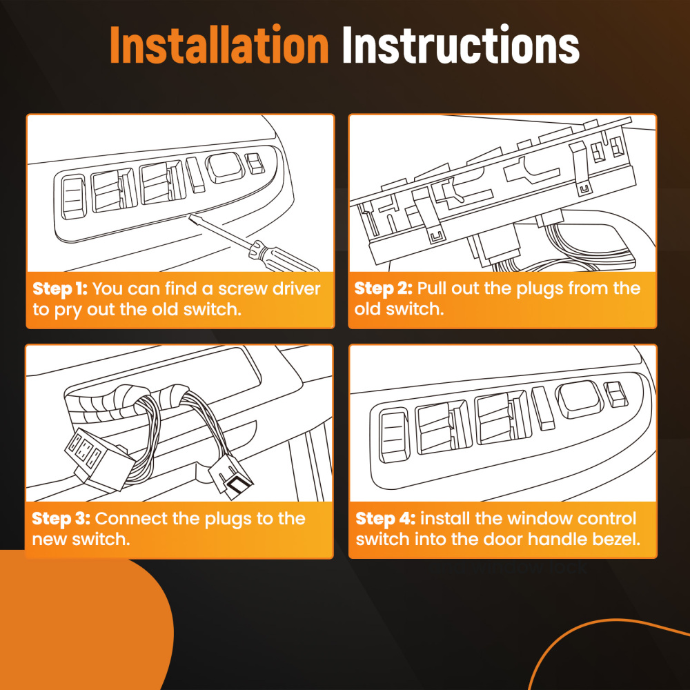 11 Pins Power Window Switch compatible for Ford F250 Super Duty 2002 2003 2004 1L2Z14529BA