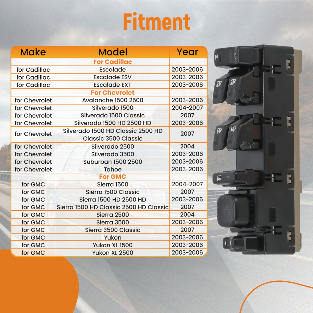 Master Power Window Switch Driver Left compatible for Chevy Tahoe 03-06 compatible for Silverado 1500