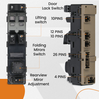 Power Window Switch Front Left compatible for Chevrolet Silverado 1500/2500/3500 compatible for GMC NEW