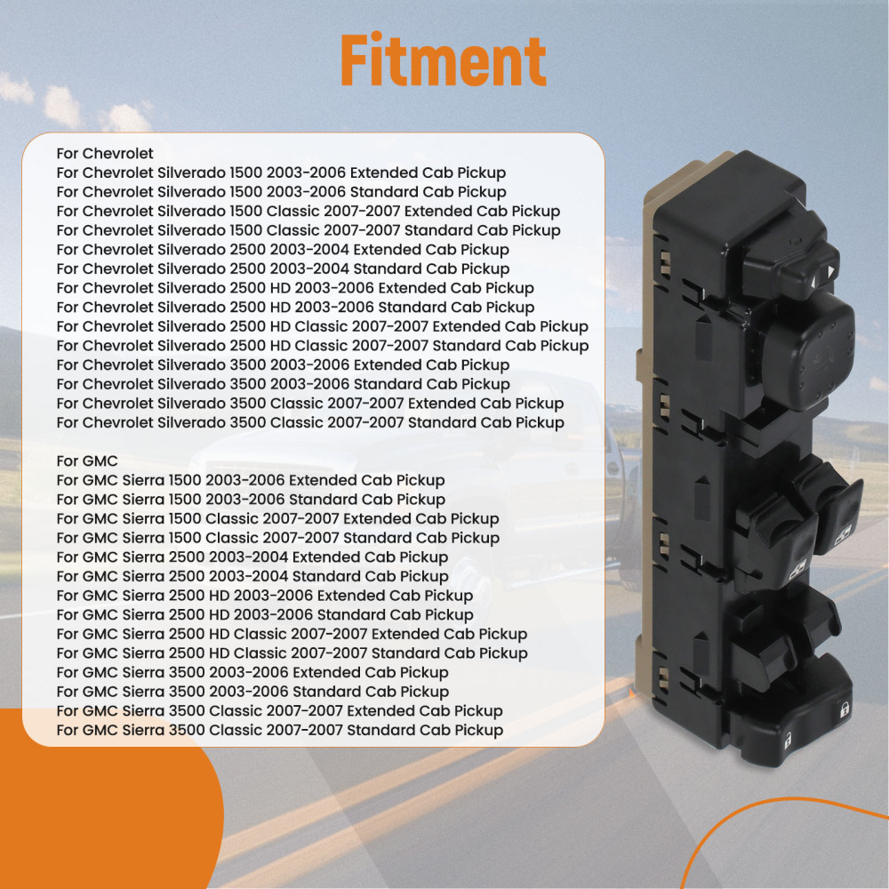 Power Window Switch Front Left compatible for Chevrolet Silverado 1500/2500/3500 compatible for GMC NEW