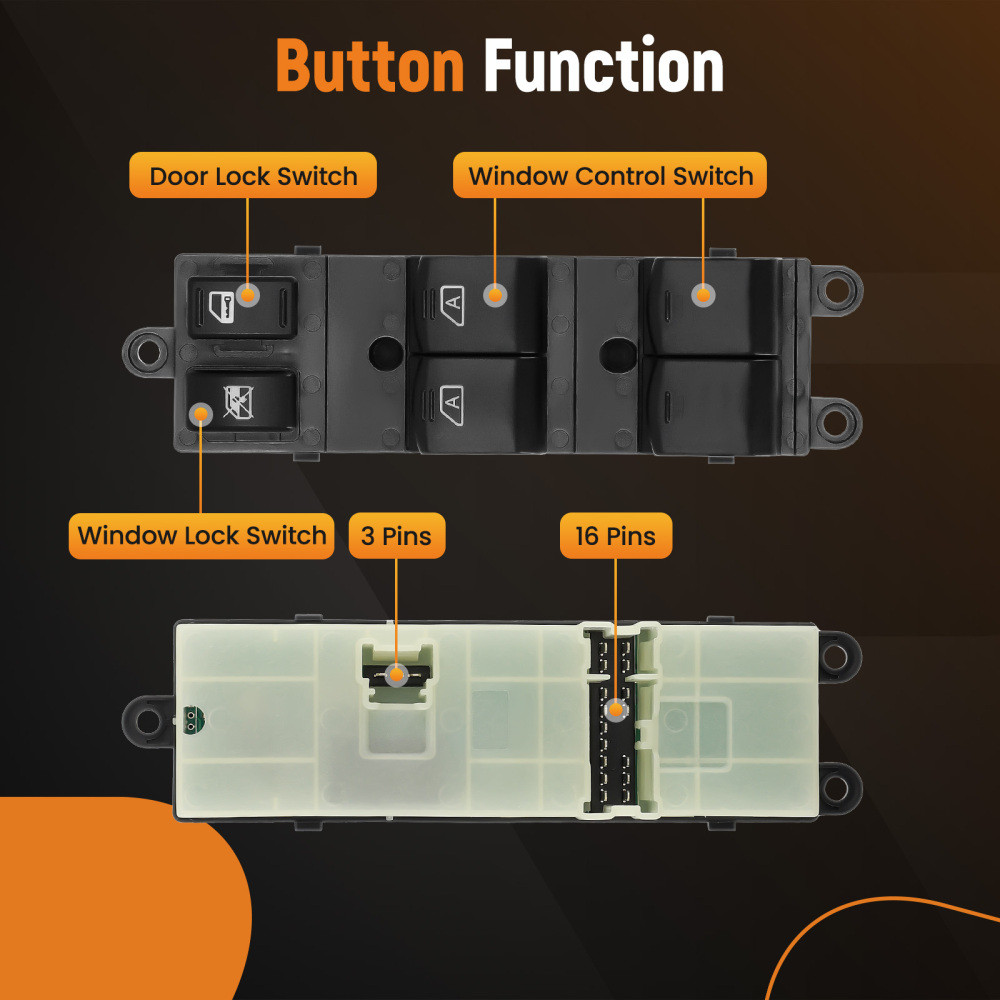 Black Master Power Window Control Switch compatible for Nissan Armada 2004-2014 25401-ZT10A