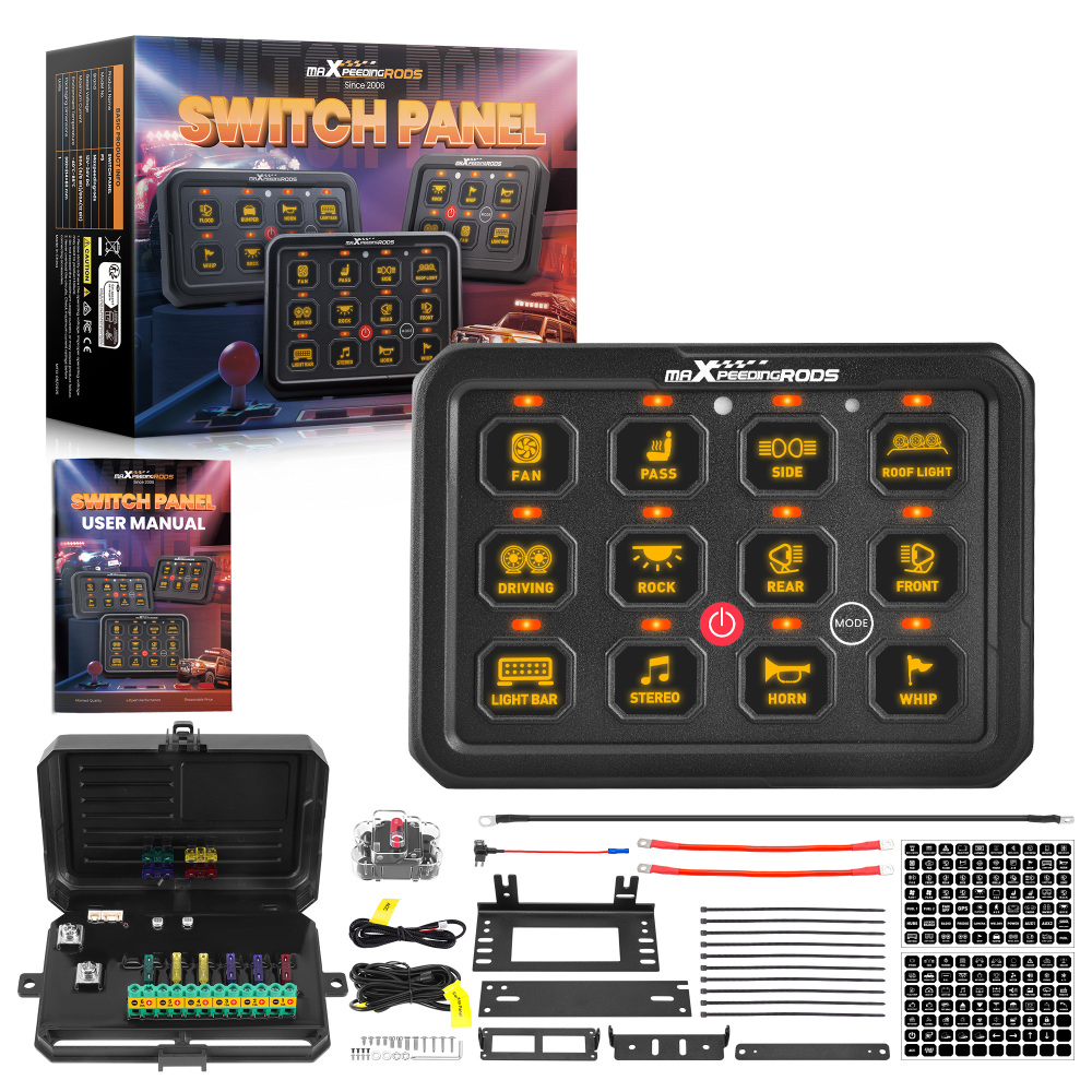 Universal RGB Switch Panel For SUV UTV ATV Boat 12 Gang Touch Control 12V-24V