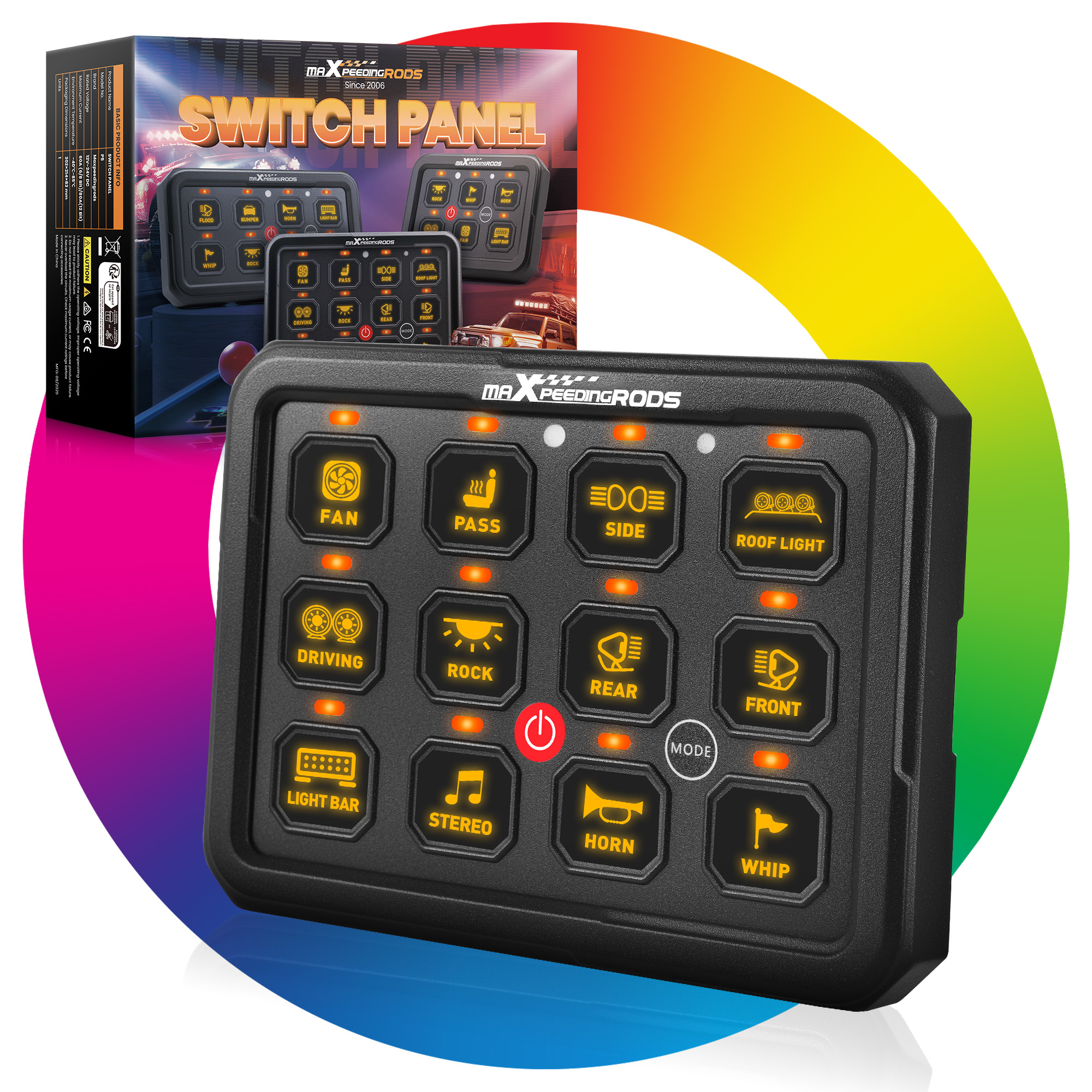 Universal RGB Switch Panel For SUV UTV ATV Boat 12 Gang Touch