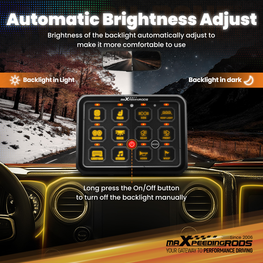 Universal RGB Switch Panel For SUV UTV ATV Boat 12 Gang Touch Control 12V-24V