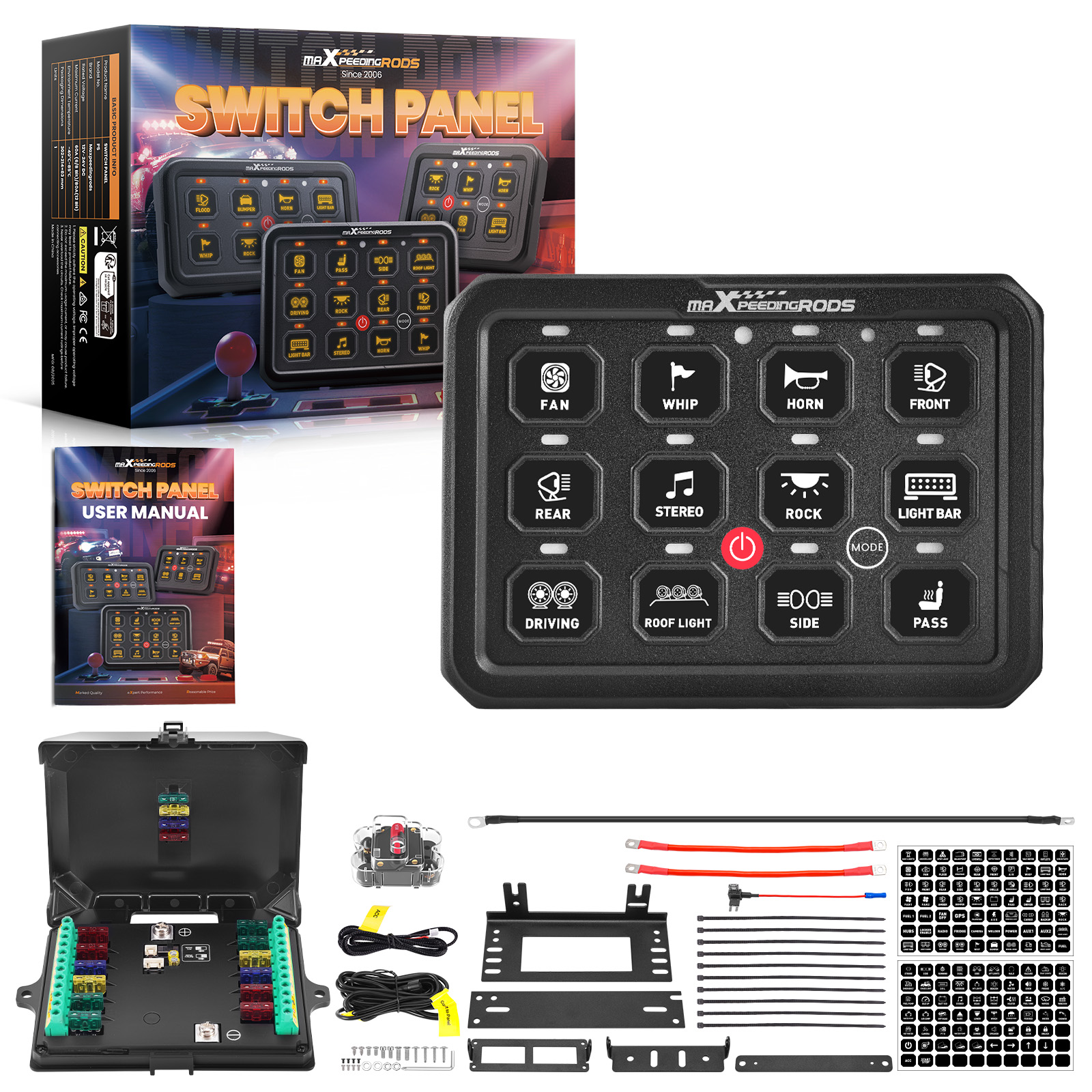 Universal RGB Switch Panel For SUV UTV ATV Boat 12 Gang Touch